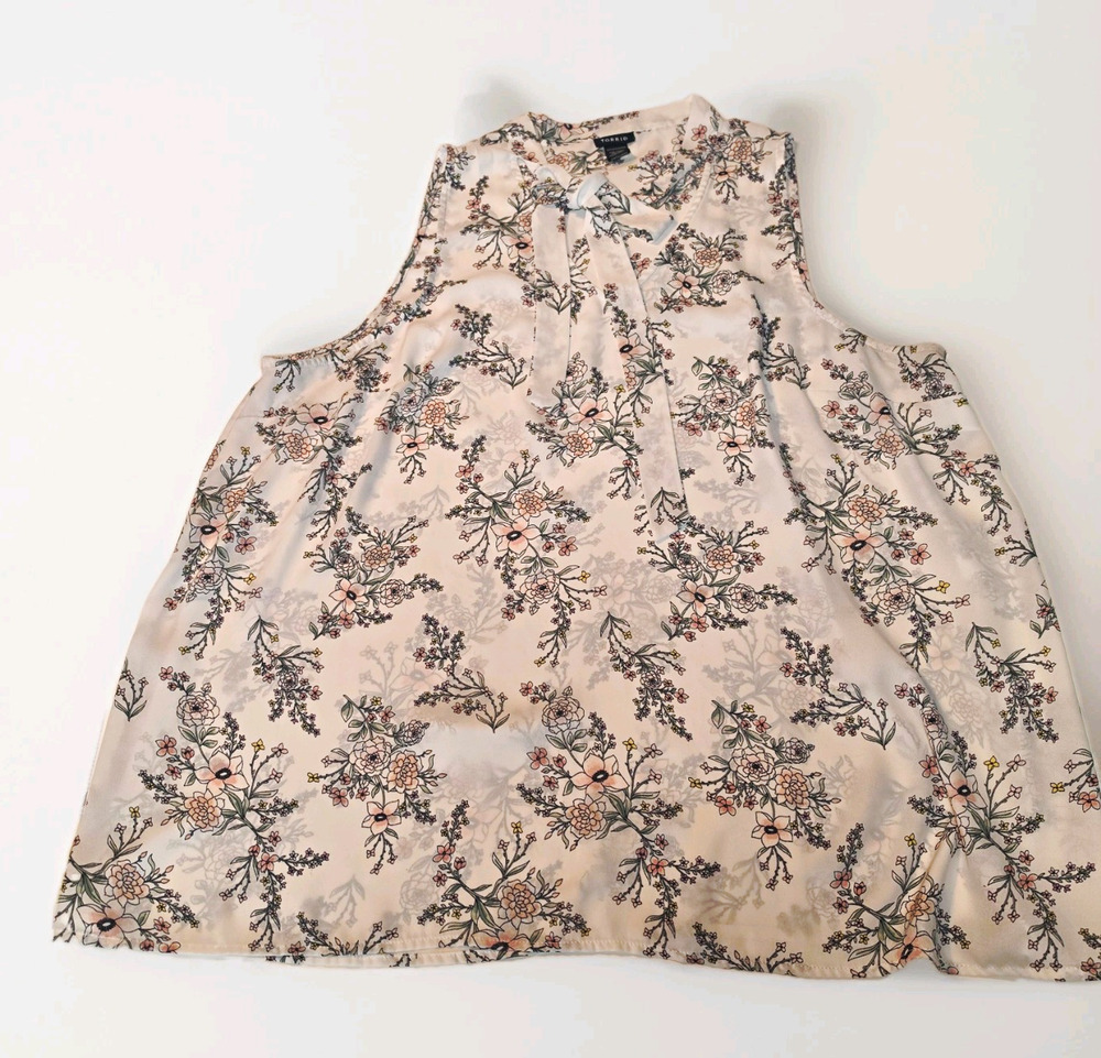 Torrid Floral V-Neck Bow Tie Pullover Woven Polyester Blouse Plus 2X